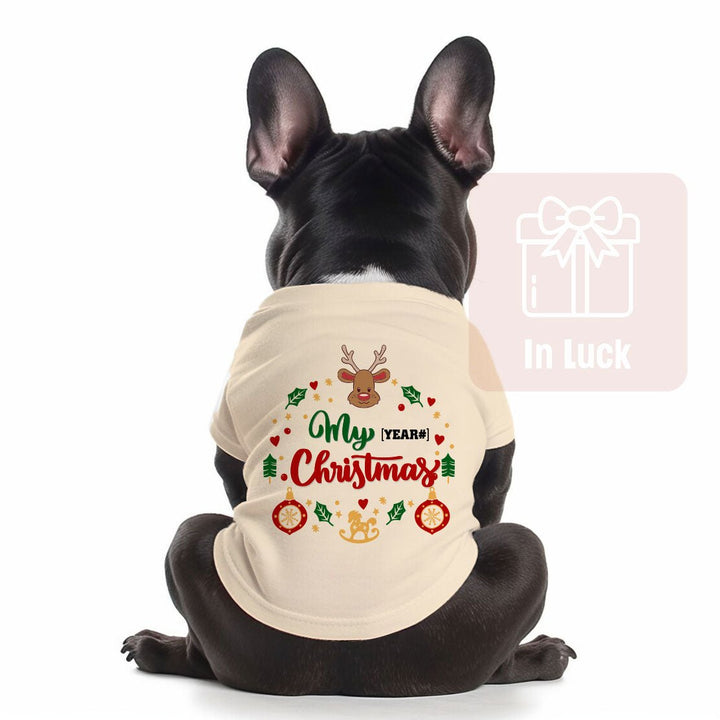 Cute Custom Christmas Pet Clothes - "My [Age #] Christmas" Pet Shirt for Dogs and Cats - 3 sizes - Bright color - InLuck.us