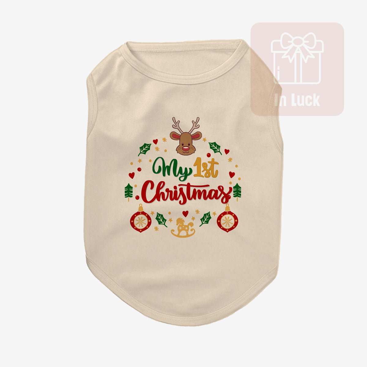 Cute Custom Christmas Pet Clothes - "My [Age #] Christmas" Pet Shirt for Dogs and Cats - 3 sizes - Bright color - InLuck.us