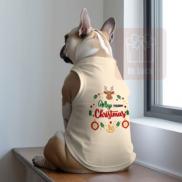 Cute Custom Christmas Pet Clothes - "My [Age #] Christmas" Pet Shirt for Dogs and Cats - 3 sizes - Bright color - InLuck.us