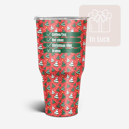 Large Fun Christmas-Themed Tumbler Design with Drinks Checklist - 30oz, Stainless Steel - InLuck.us by In Luck